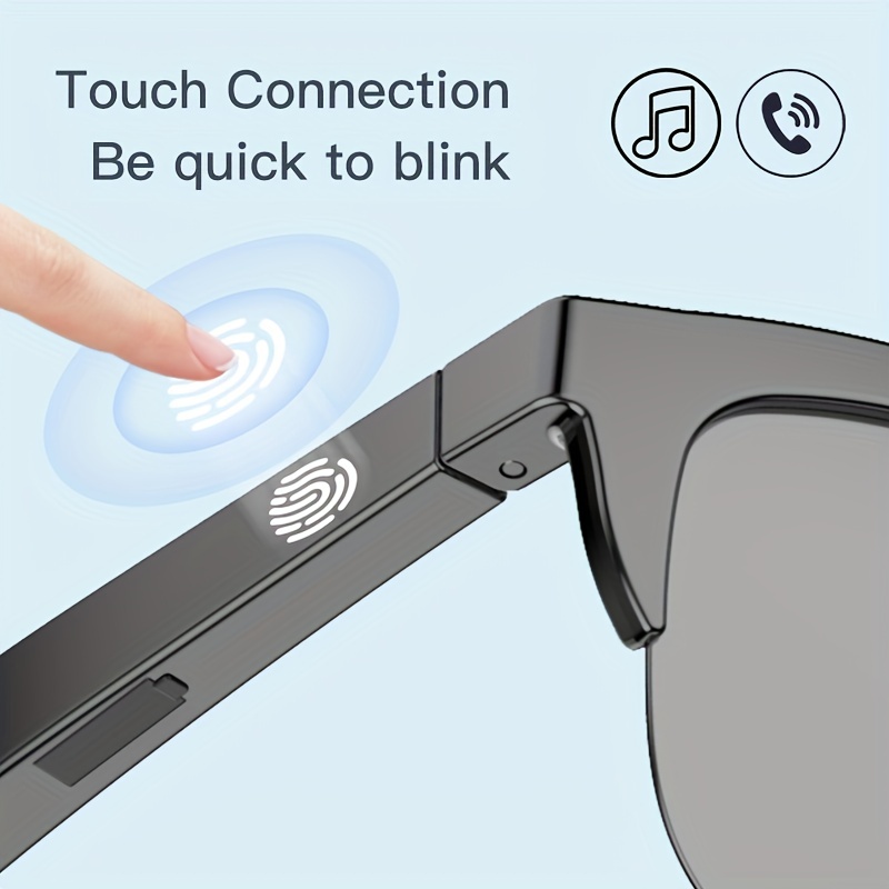 Unisex Smart Sunglasses with Hi-Res Audio, HD UV Protection, Wireless Calls & Music, Long Battery Life, Rechargeable, Touchpad Control