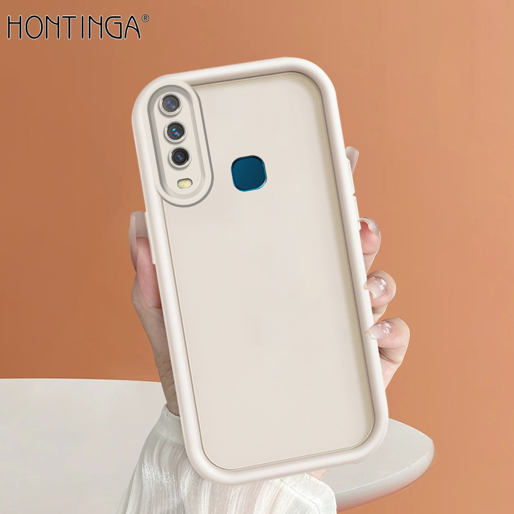 Hontinga for Vivo Y17 Y15 Y12 Back Cover Luxury Ladder Soft Camera Protection Rubber Phone Case