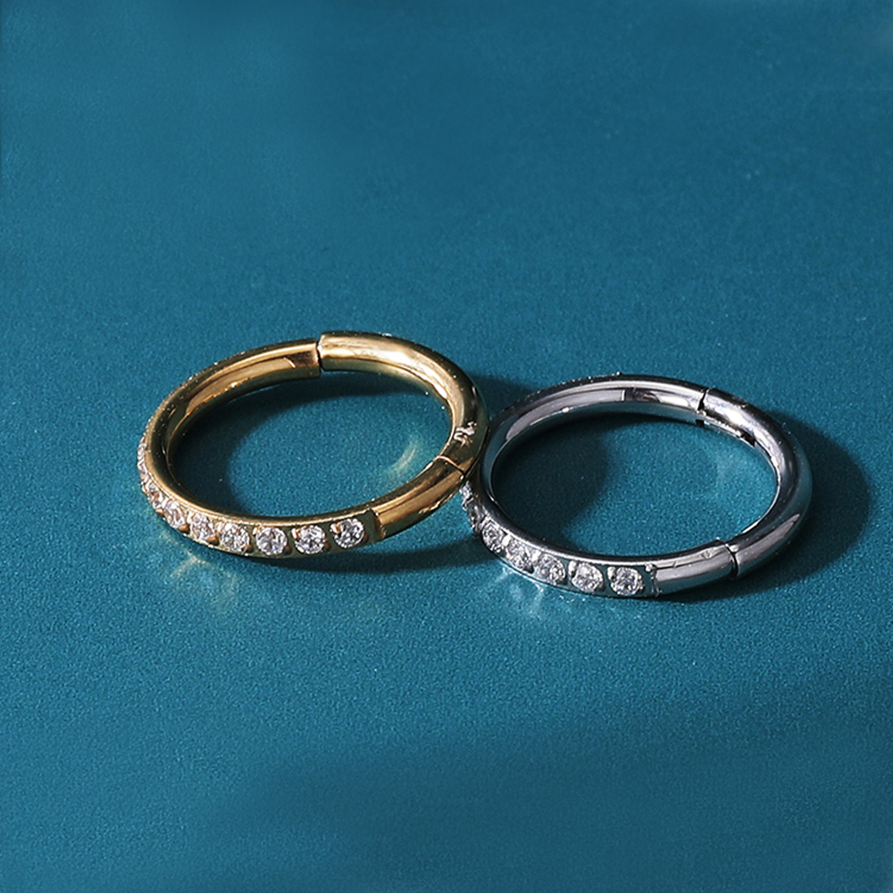 10Pc G23 Titanium High Quality Zircon Stone Hight Segment Rings Open Small Septum Piercing Nose Earrings Helix Body Piercings. 