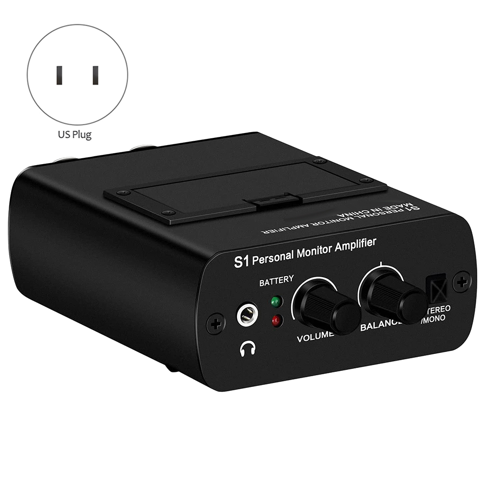 S1 Personal In-Ear Monitor Headphone Amplifier for Drummers Keyboardist Guitar Player In-Ear Amp IEM System(US Plug). 