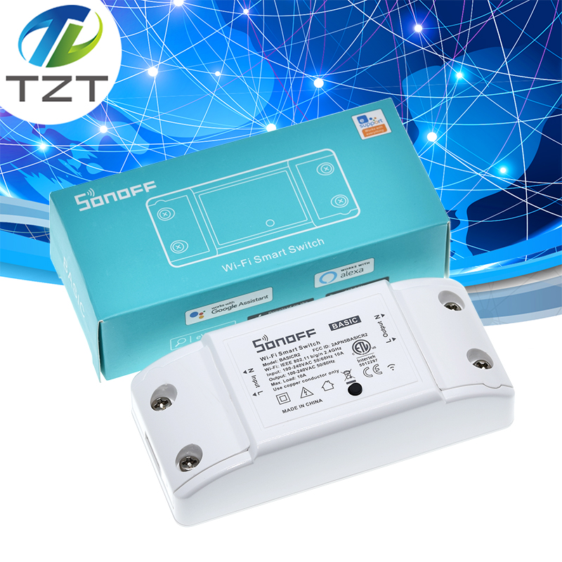 【The road to happiness Store】Itead Sonoff Basic R2 Wifi DIY Smart Wireless Remote Switch Domotica Light Controller Module Work with Alexa Google Home eWeLink