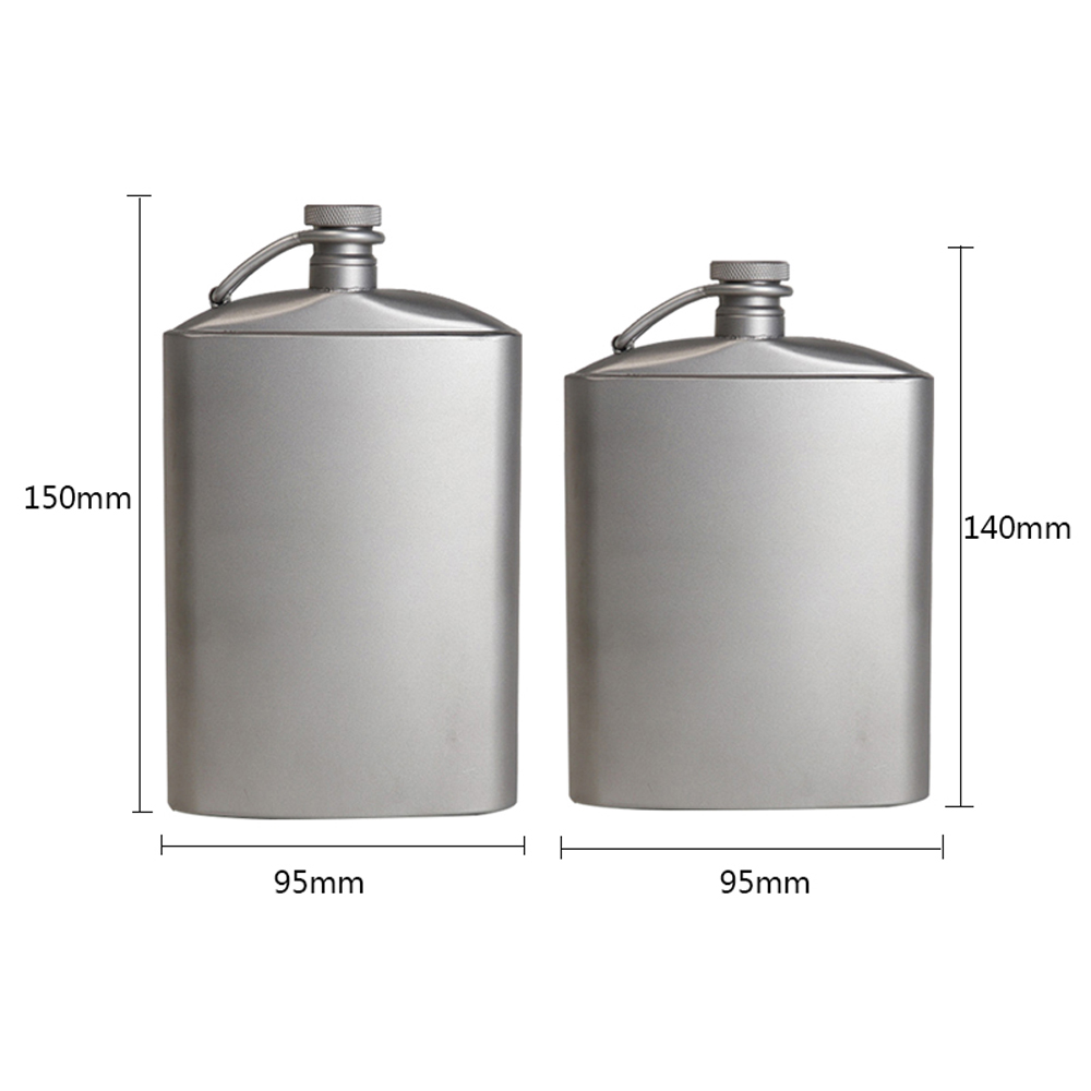 Silverant Titanium Flask Wi-ne Hip Flagon with Screw Cap Clip Ultralight Hydration Flat Bottle with Ti Funnel for Outdoor Hiking. 