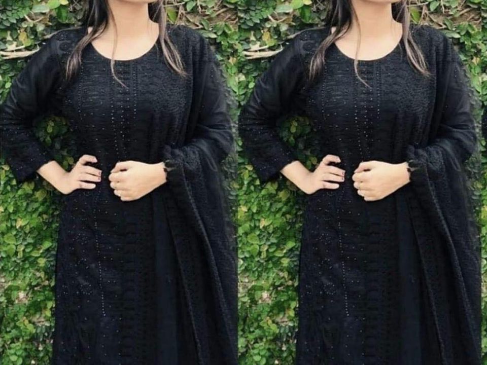 Indian Weightless Georgette Embroidered in Black Color- Three-Piece Shalwar Kameez Set for WomenSuitable for All Season and Occasion. 