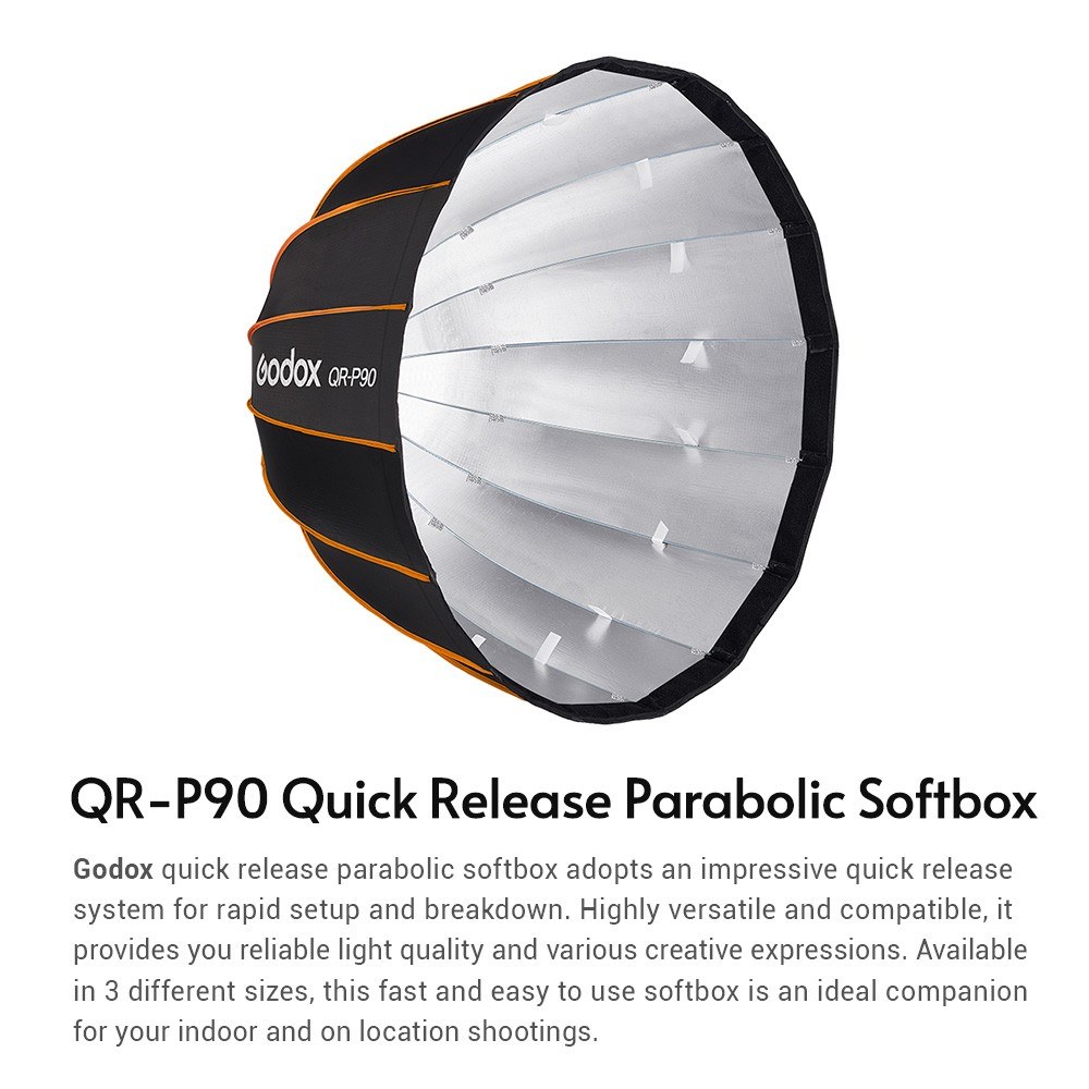 Godox Professional Parabolic Softbox 90cm Diffuser Bowens Mount with Carrying Bag for Studio Photography - #1. 