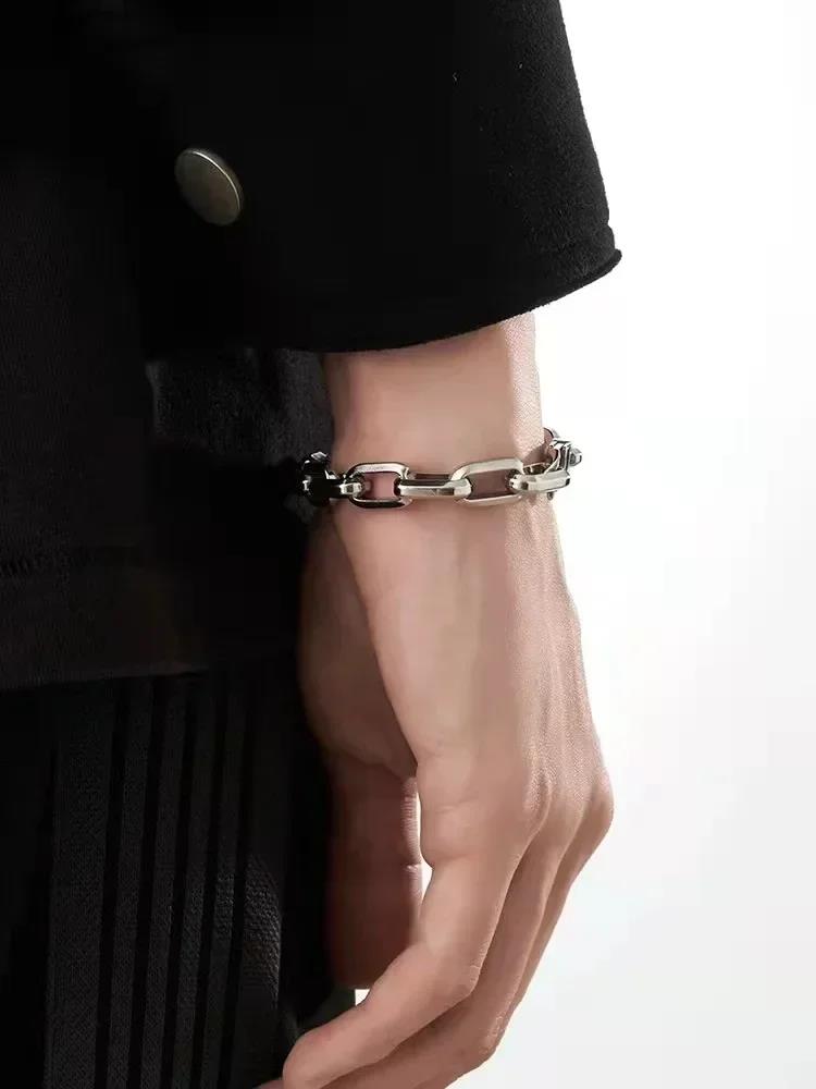 4-in-1 Alloy Mens Titanium Steel Magnetic Look Bracelet Waterproof Colorfast Stylish Accessory for Everyday Wear Men Bracelets. 