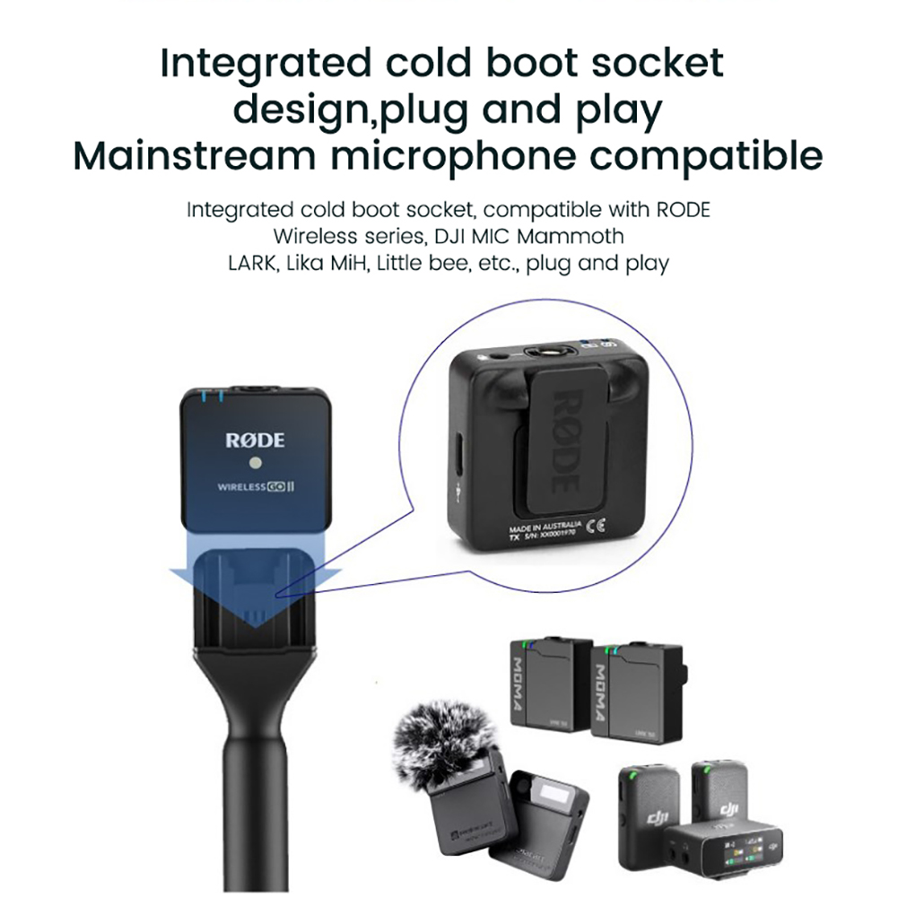 Mic Holder, Stand Replacement Interview Handheld Adaptor Wireless Microphone Handle Mount Adapter Compatible For DJI Mic, Moma, Rode Go, Relacart. 
