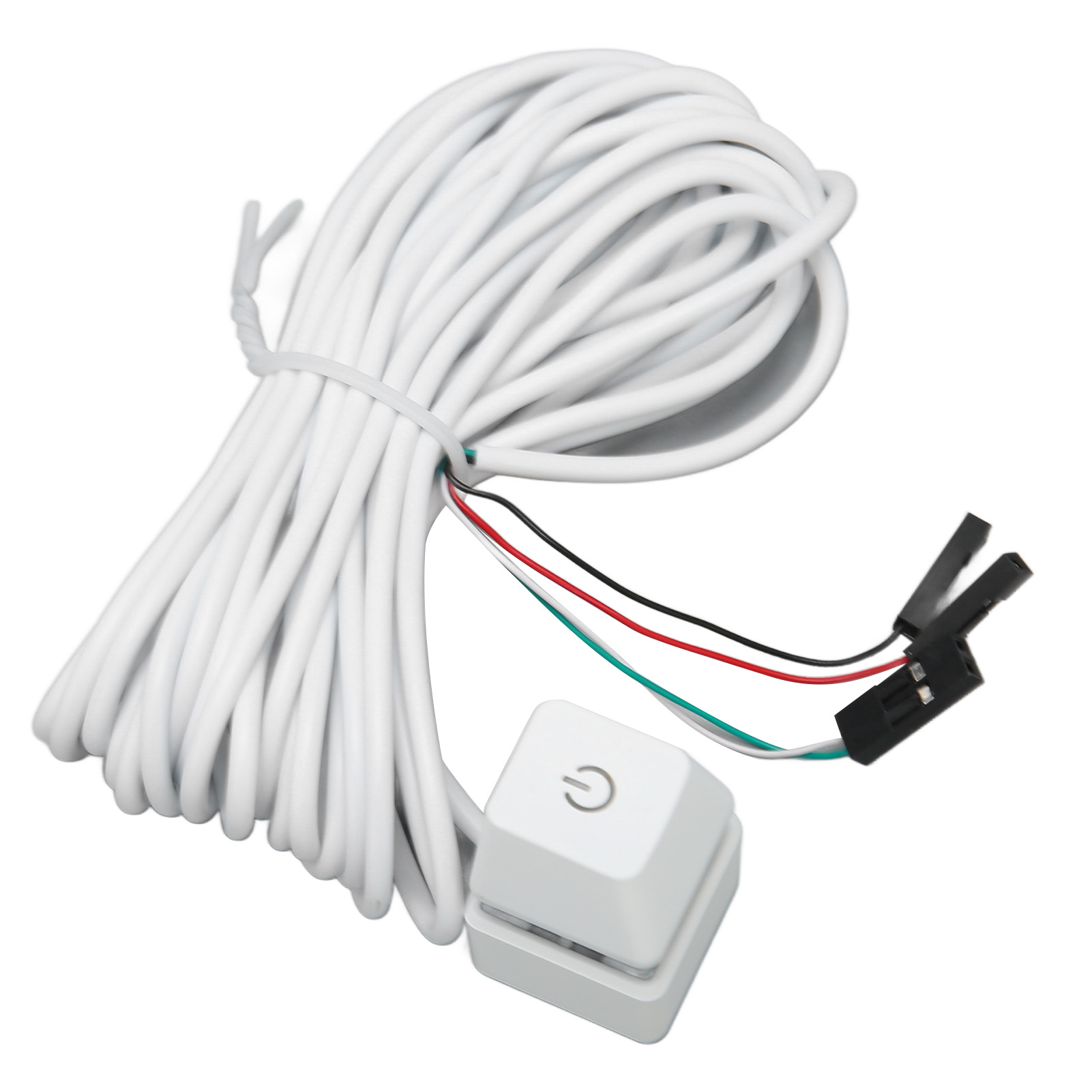 PC Power Switch White Mechanical Key Blue Switch Backlit Plug and Play PC Power Button for Desktop Office Gaming Colorful Light 13.1ft Cable