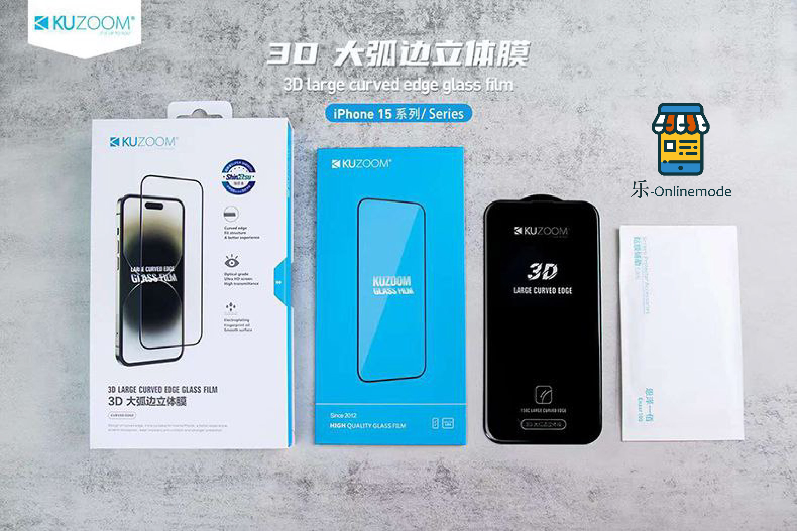 KUZOOM 3D Screen Protector for iPhone Anti-Scratch Full Coverage Glass with HD Clarity for Enhanced Viewing. 