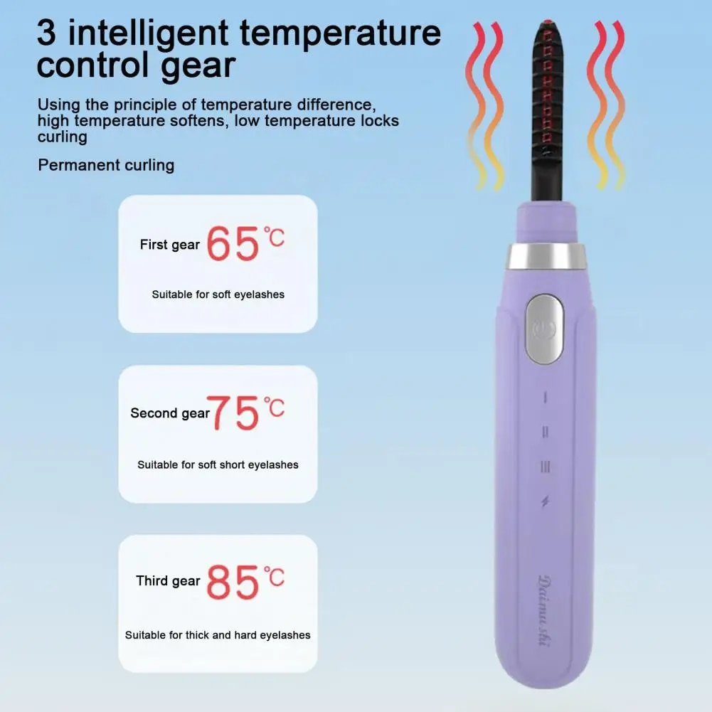 10-20 Seconds Warm-up Time Eyelash Curler Rechargeable Heated Eyelash Curler with 3 Temp Settings for Long Lasting for Women's. 