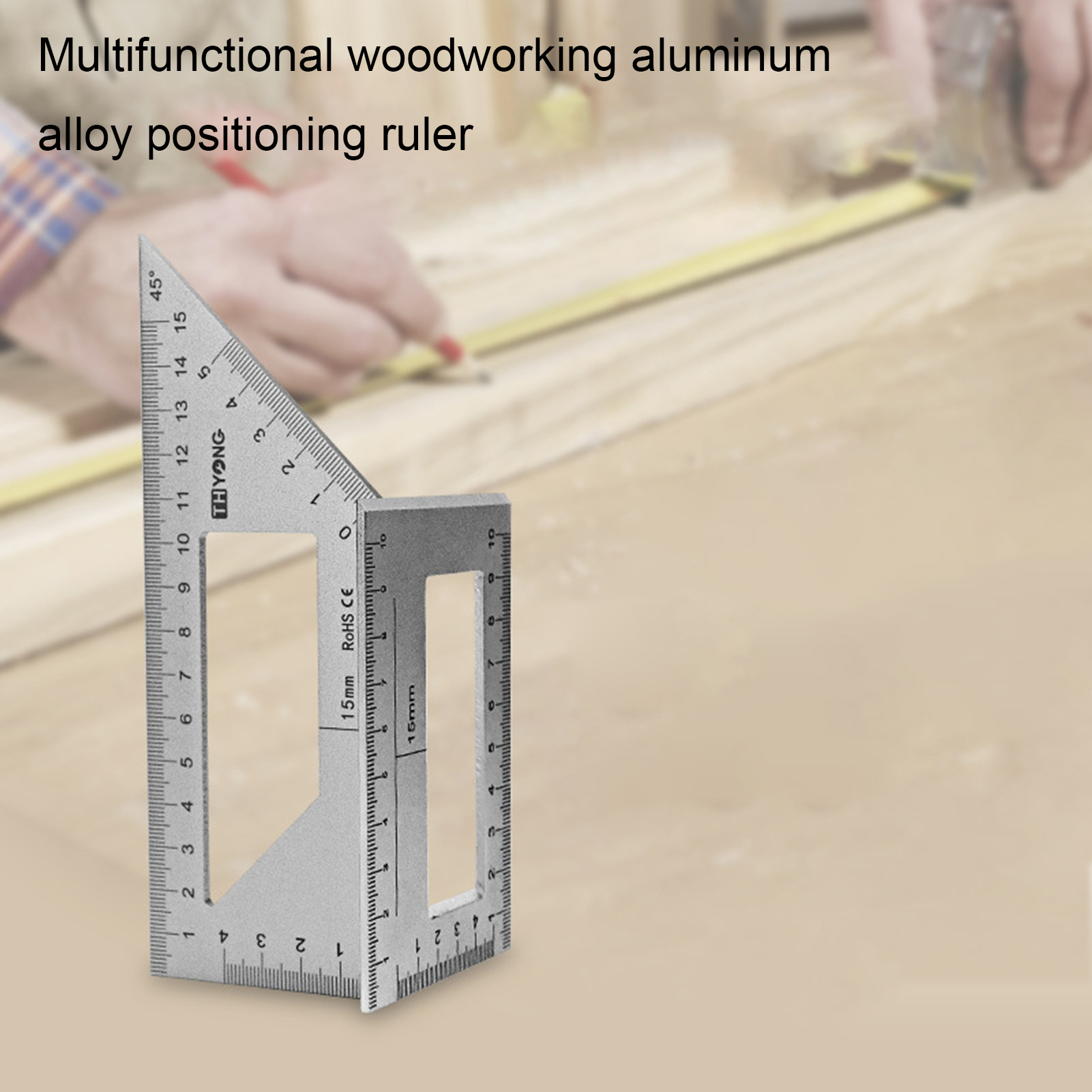Aluminum Alloy 45/90 Degree Angle Ruler Vertical T-shape Gauge Protractor Tool. 