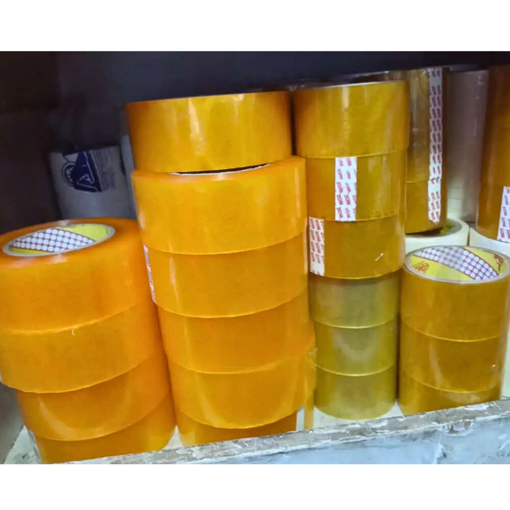 2 pcs 2.5 Inch 140 Meter Yellow Gum Tape for Carton Binding. 