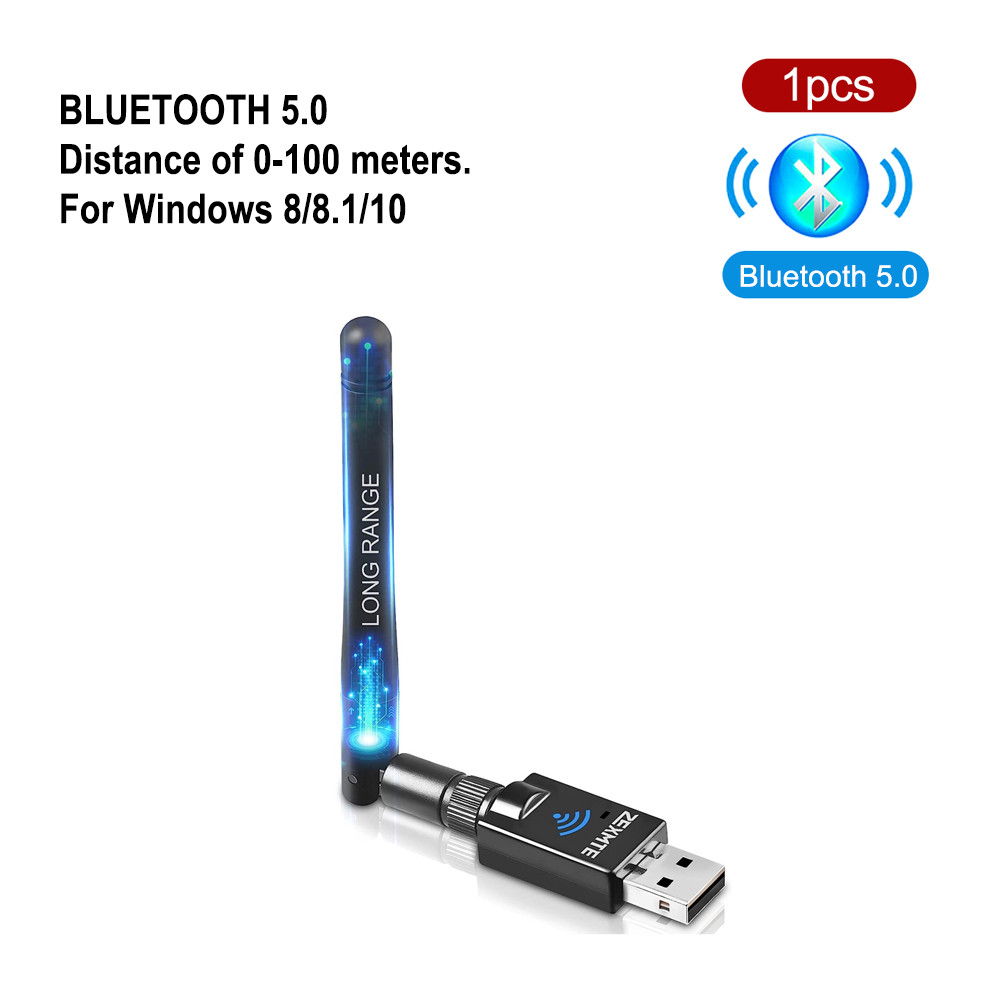 Zexmte 100M USB Bluetooth 5.0 Adapter 20M 50M Bluetooth 5.1 Dongle Audio Transmitter Receiver for Windows 10/8/8.1 Adaptador. 