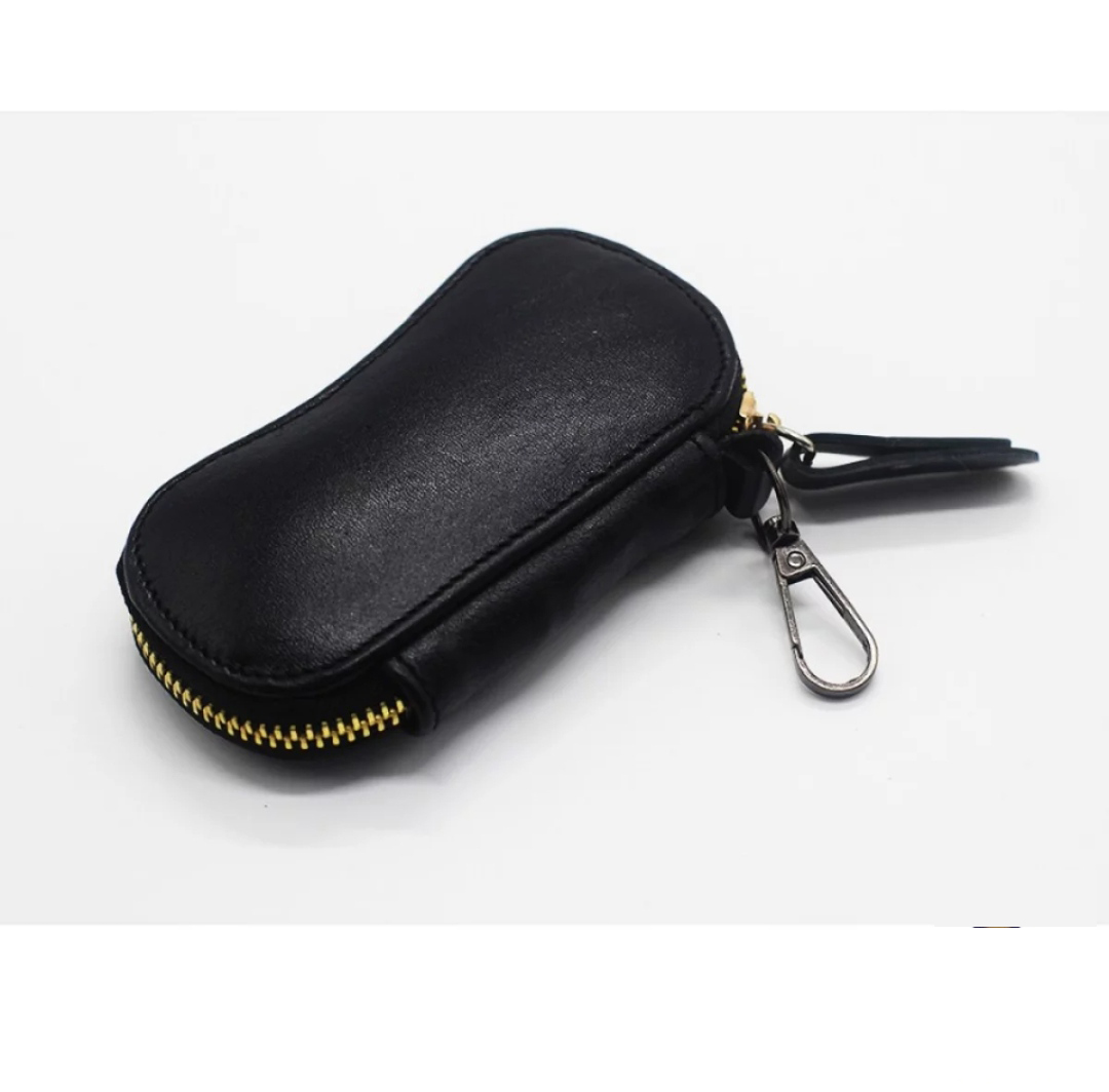 Keep Your Keys in Style with a Leather Key Ring Folder Wallet - Money Bag Type Key Holder/Box - Black -  A Unique Choice For Key Organization. 