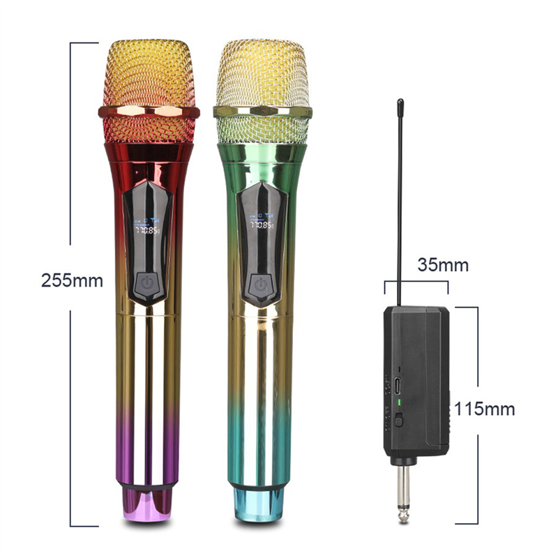 Wireless Microphone, Handheld Dynamic Microphone Wireless Mic System Set with Rechargeable Receiver C Easy to Use. 