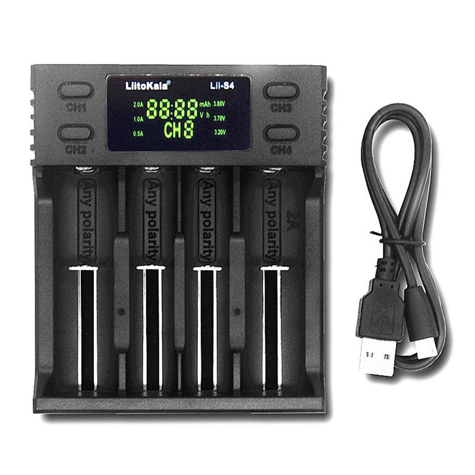 A Liitokala 18650 26650 21700 4 LCD Slots Display NiMH to the ion Battery Charger.. 