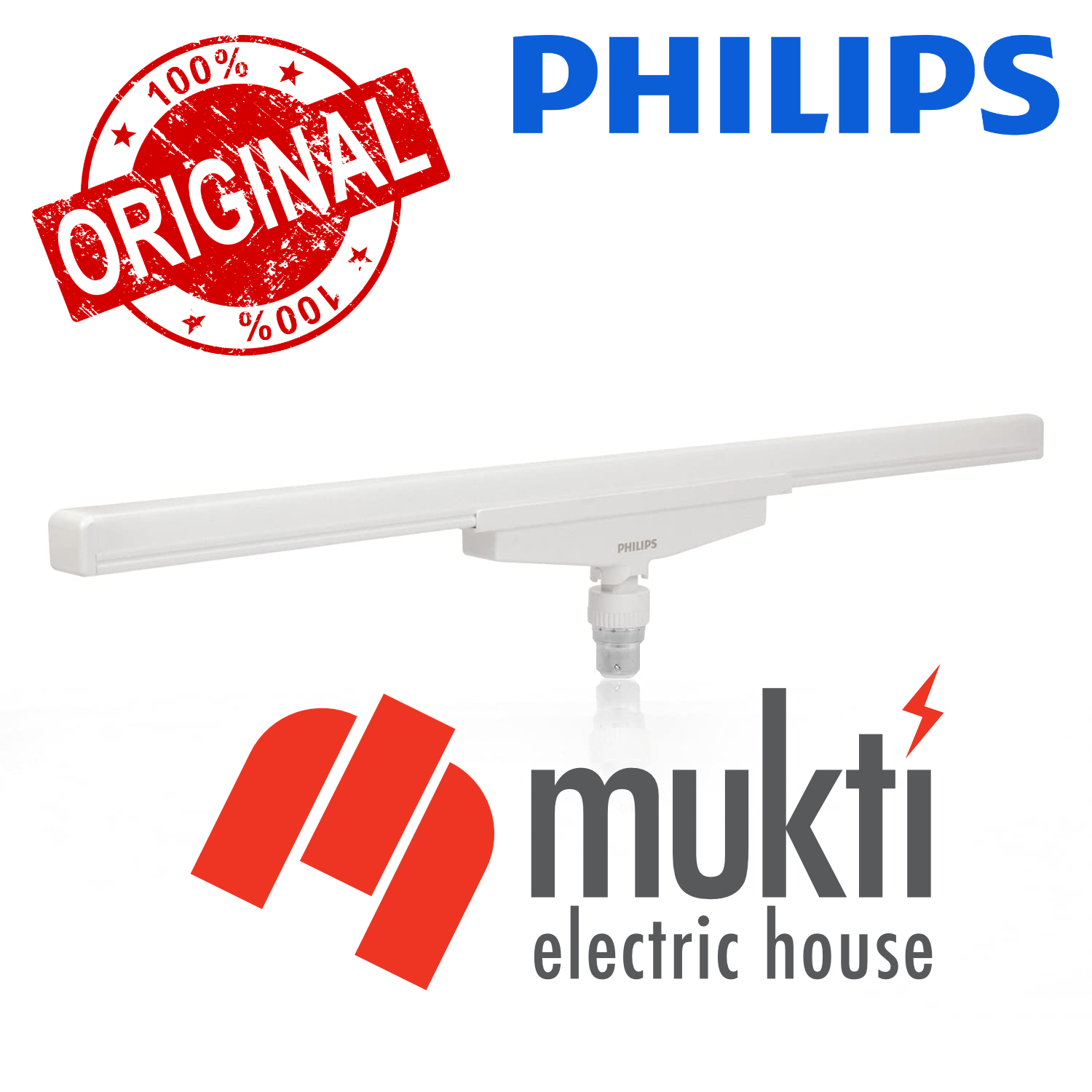 PHILIPS 20W ACDC T-Beamer Rechargeable Emergency Backup Lamp Inverter LED Light Tube Bulb Cool Day Light B22 Pin Type. 