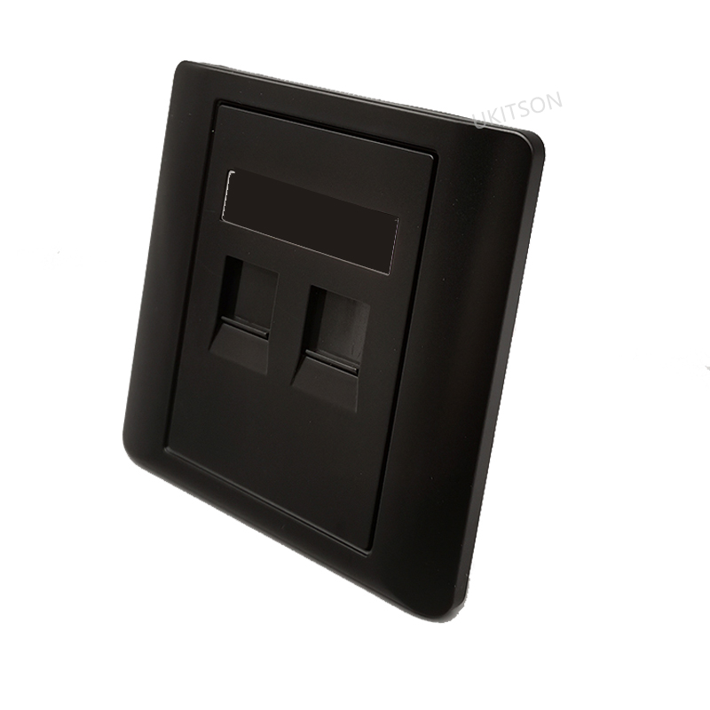 Black Color Empty Wall Frame Faceplate Insert For 1 Gang 2 Ports 4 Keystone Jack Module Face Panel Outlet In Dark Paint. 
