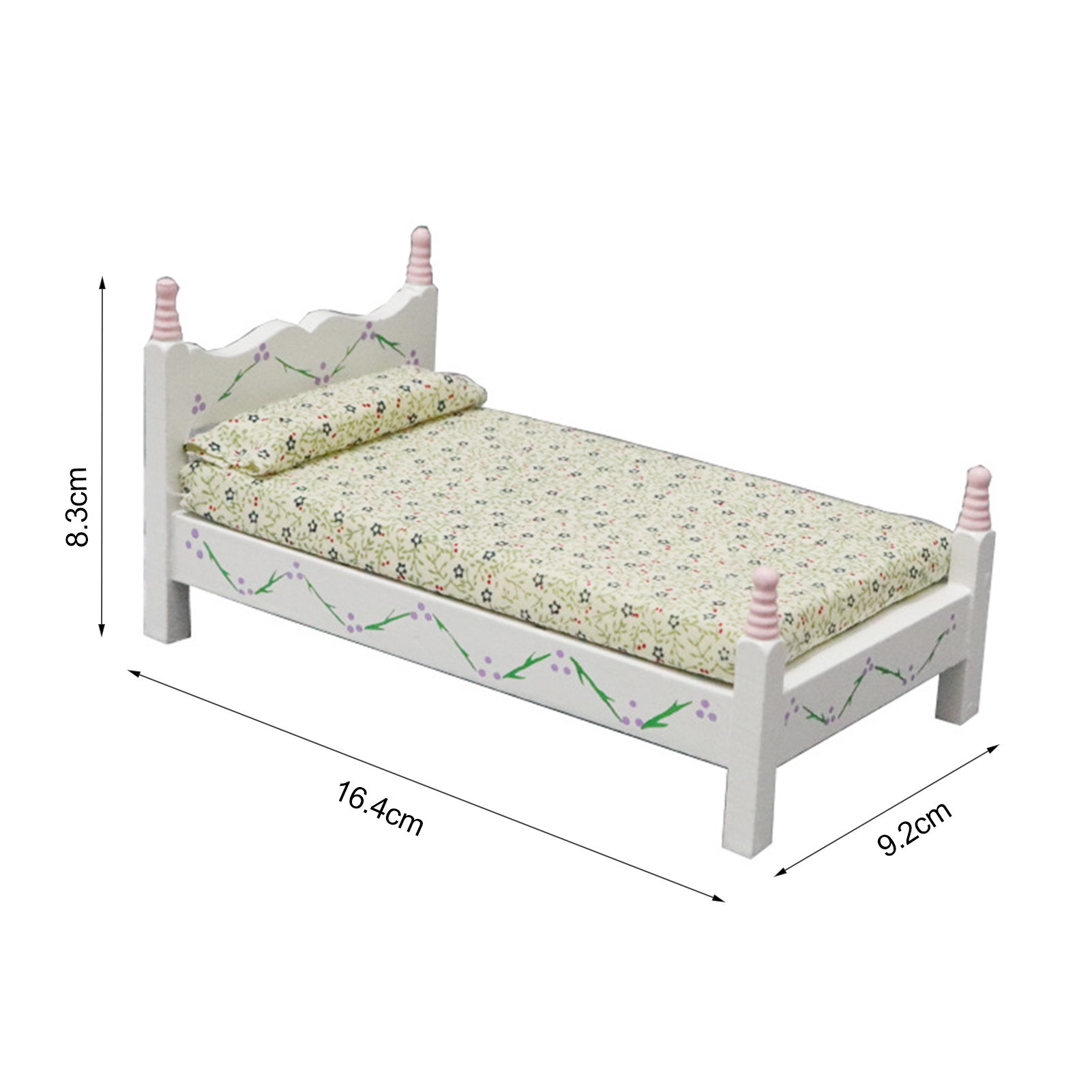 1:12 Miniature Bed Multi-use Cute Wood Miniature Bed Display for Home. 