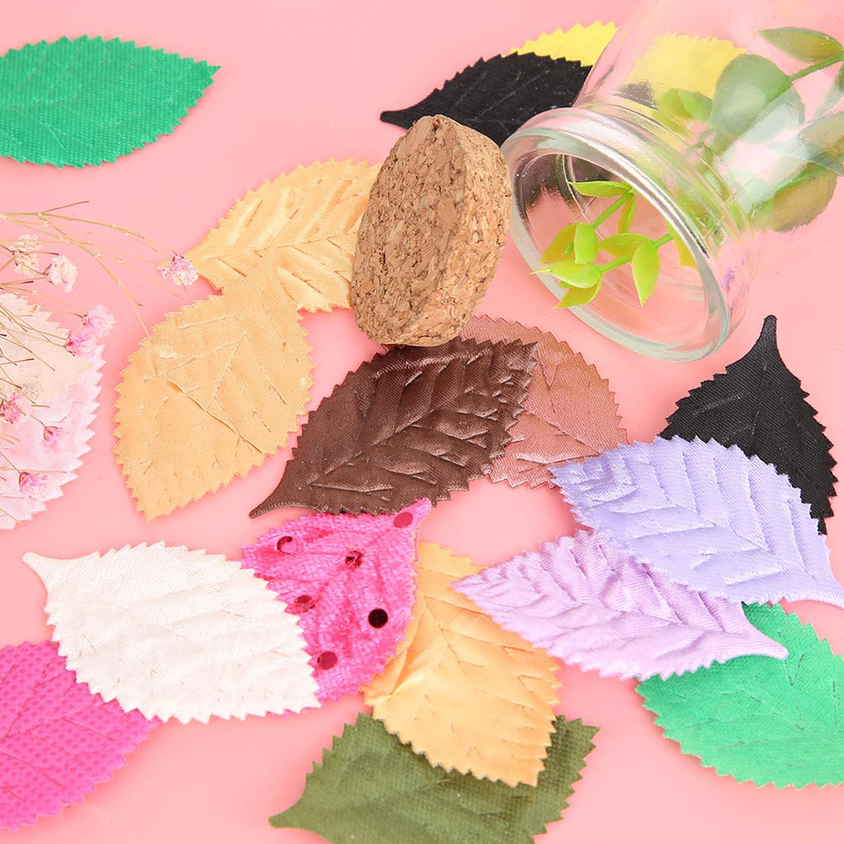 100pcs Artificial Leaves Mixing Color for Cloth Sticker DIY Crafts