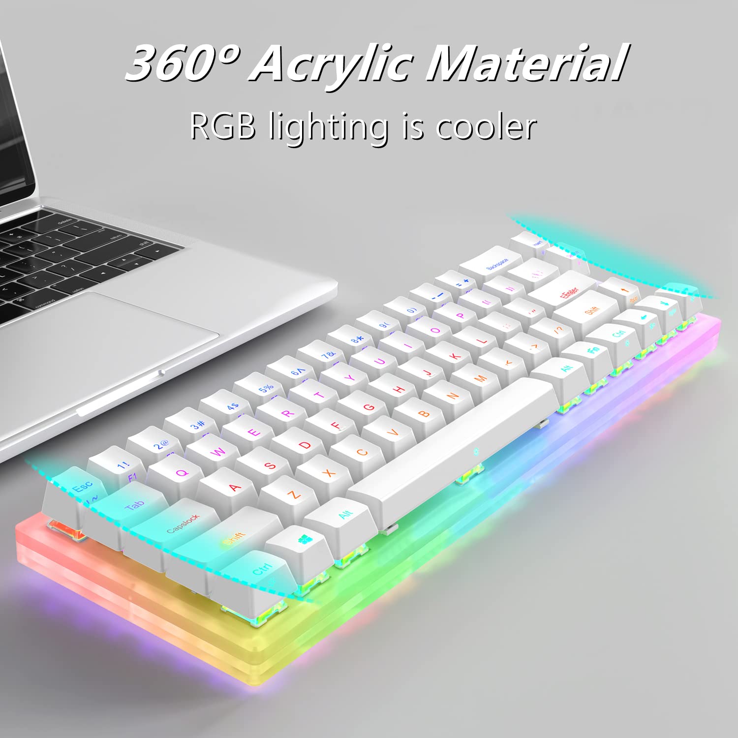Womier K66 K87 Keys Hot Swap Mechanical Gaming Keyboard Tyce-c Wired Rgb Backlit Gateron Switch Crystalline Base For Pc Laptop. 