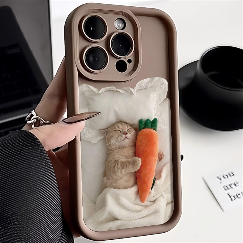 Candy Color Cute Cat Phone Case For iPhone 11 Case iPhone 15 13 14 12 Pro XS Max XR X 7 8 14 15 Plus SE Matte Shockproof Cover. 