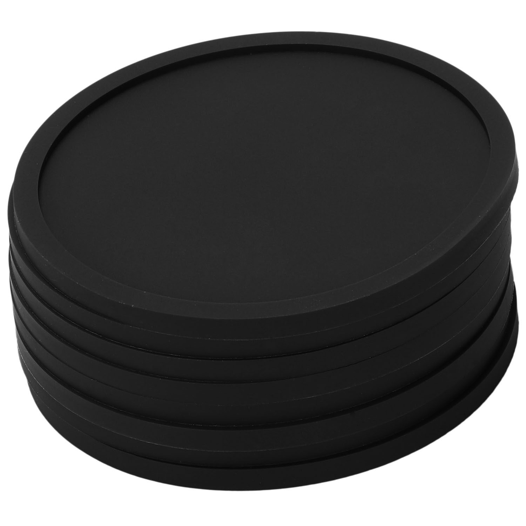 Silicone Black Drink Coasters Set of 16 Non-slip Round Soft Sleek and Durable Easy to Clean Black. 