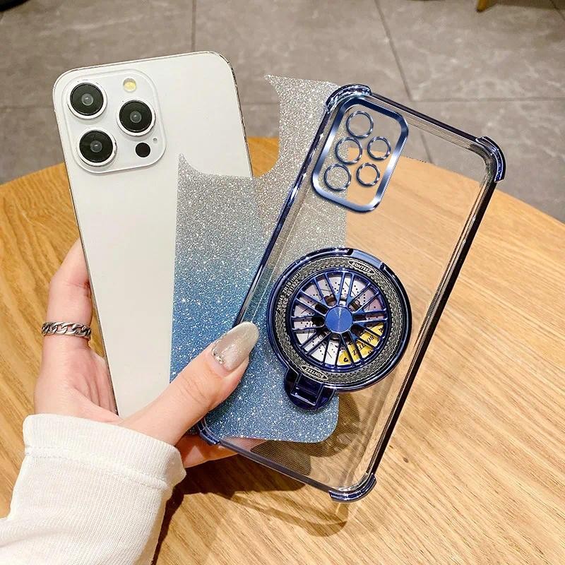 For Samsung Galaxy A23 5G Case Shockproof Electroplated TPU Rotating Gyro Stand Cover Phone Casing For SamsungA23 5G Back cover. 
