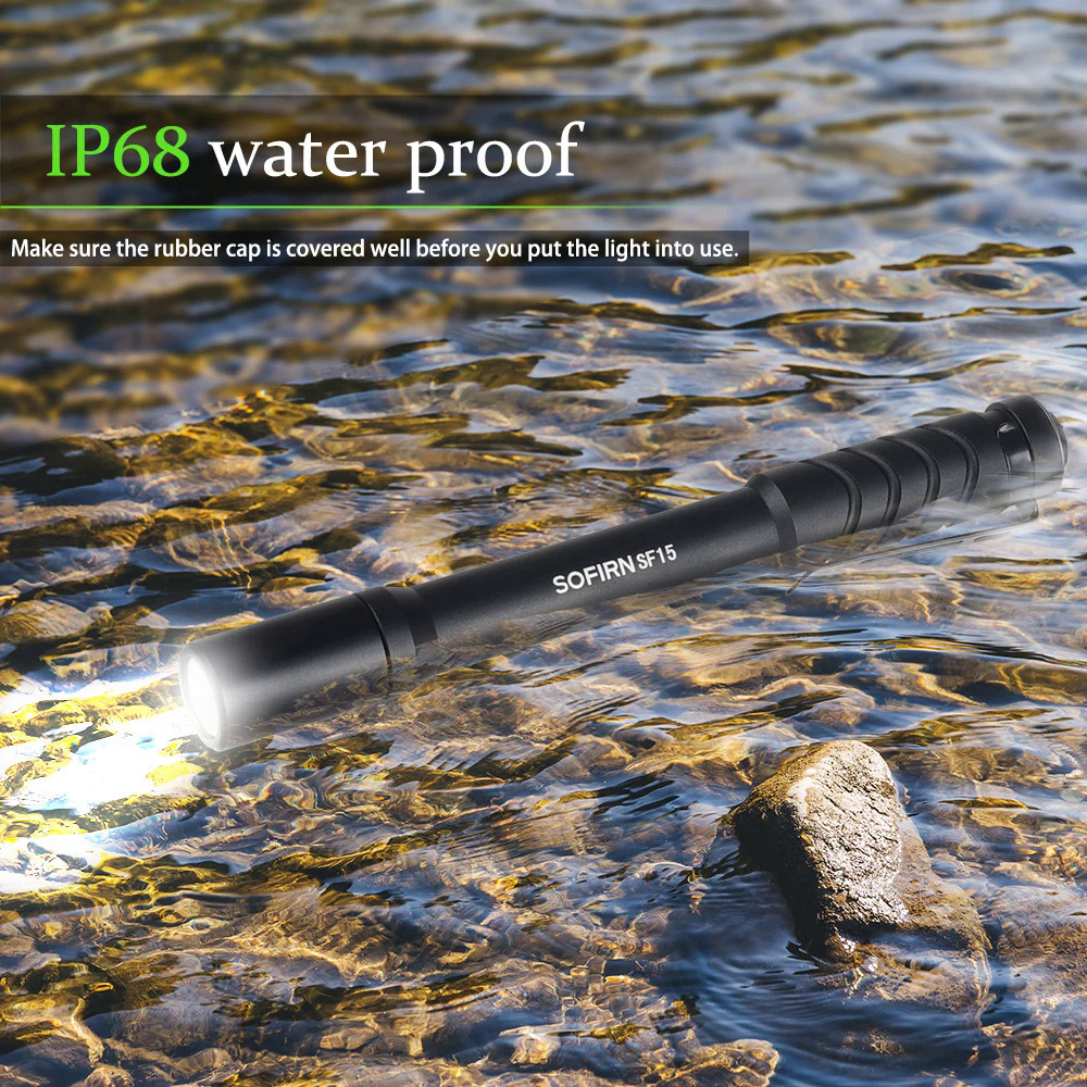 Sofirn sf15 300lm UV LED flashlight rechargeable AAA powerful pen flashlights durable led waterproof IP68 lightweight portable. 