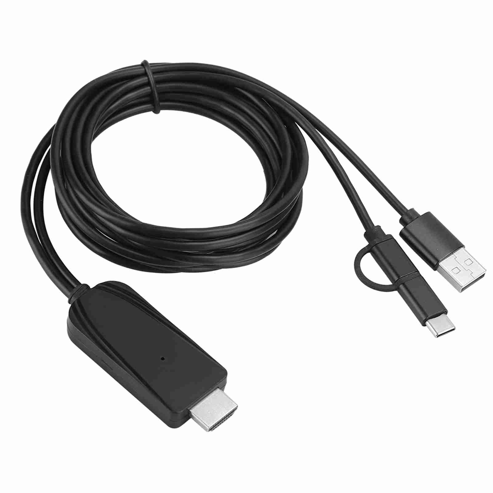 USB/Type-C 2M HDMI Cable, USB-C to HDMI Screen Mirroring Cabl Support Bluetooth/Miraplug APP for Monitor for TV. 