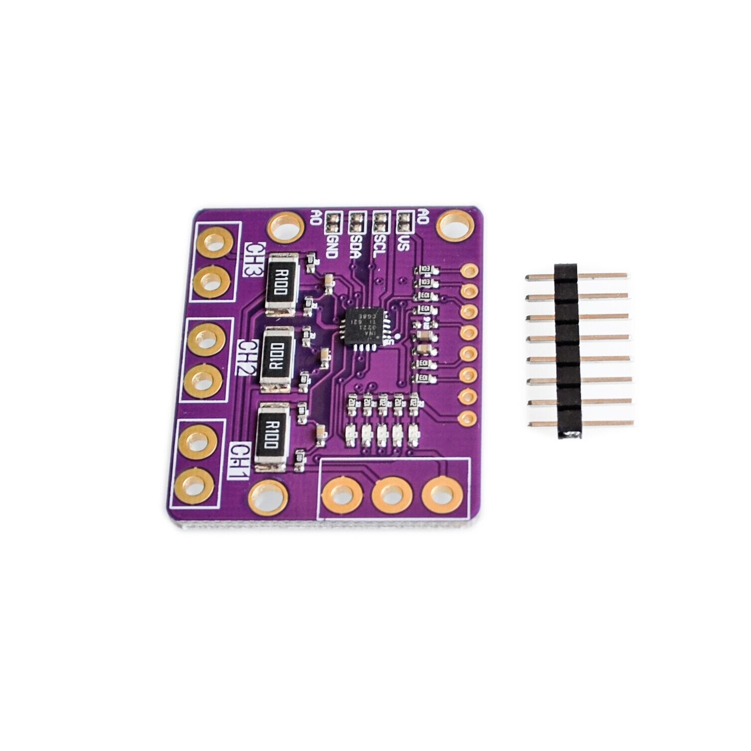 I2C SMBUS INA3221 Triple-Channel Shunt Current Power Supply Voltage Monitor Sensor Board Module Replace INA219 With Pins. 