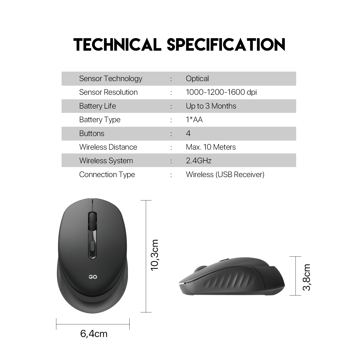 FANTECH GO W609 Wireless Mouse With 2.4GHz Wireless Connection Ergonomic Design For Gaming Gammer Office Home. 