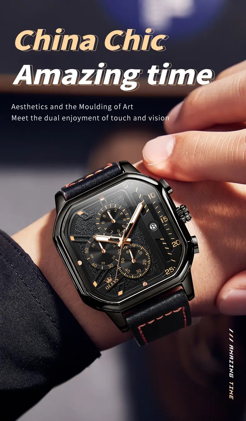 Square Skeleton Quartz Watch For Men. 