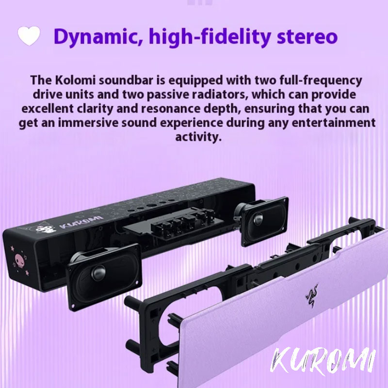 Razer Sanrio Kuromi Edition Gaming speaker Soundbar Compact Design - Chroma RGB -Bluetooth 5.0 - for PC/Laptop, Smartphones, Tab. 
