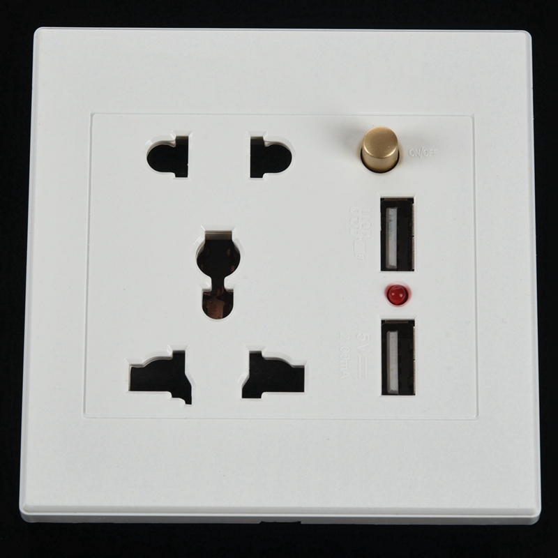6X 2.1A Dual USB Wall Charger Socket Adapter Universial Power Outlet Panel wite Switch. 
