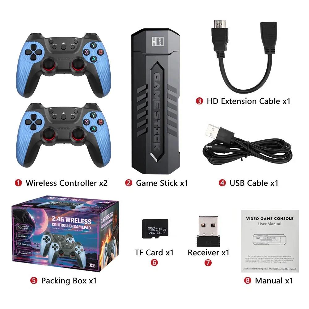 New X2 Game Stick 4K 3D HD Retro Video Game Console Wireless Controller TV Game Play 256G 58000 Retro Games Children Gift. 