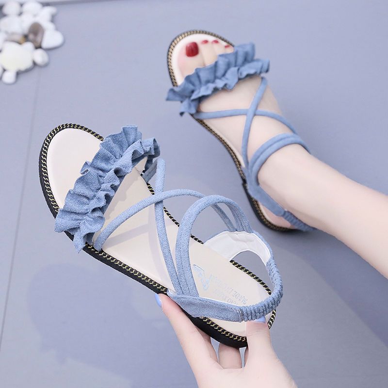 Sandals for schoolgirls korean princess shoes versatile sandals for middle school girls sandals flat new Internet celebrity ins