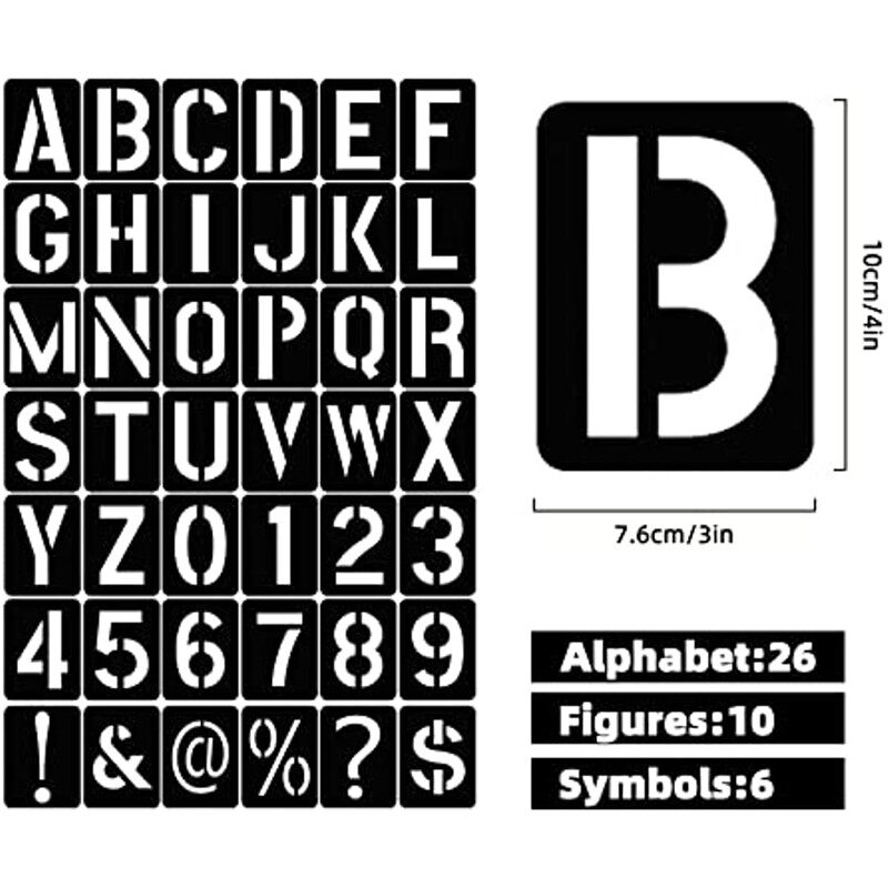 42pcs Letter Alphabet Stencils Plastic Templates Reusable Number Stencils Letters Templates Stencil Large Number and Letter Stencils for Craft Painting DIY Art on Wood,Wall,Stones