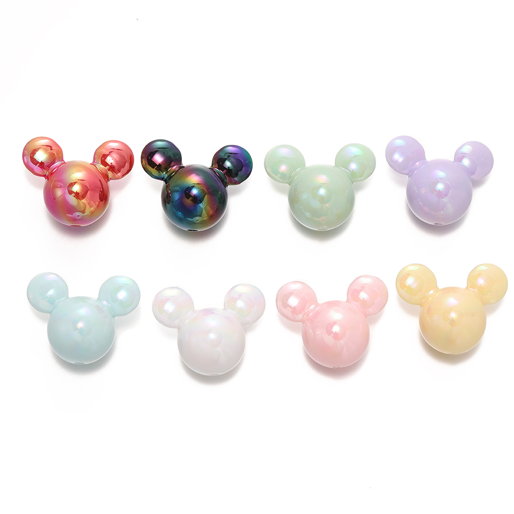 St.kunkka 2pcs 23.5x29.5mm Mickey Mouse Head Beads Acrylic UV Color-Plated Mickey Mouse Head Beads For DIY Beaded Bracelet. 