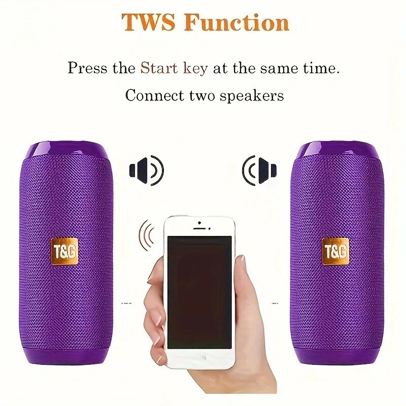 TG117 Portable Bluetooth Speaker Outdoor Wireless Woofer Free Call /FM/TF Card/USB Flash Drive Connect Mobile Phone/Tablet/TV. 