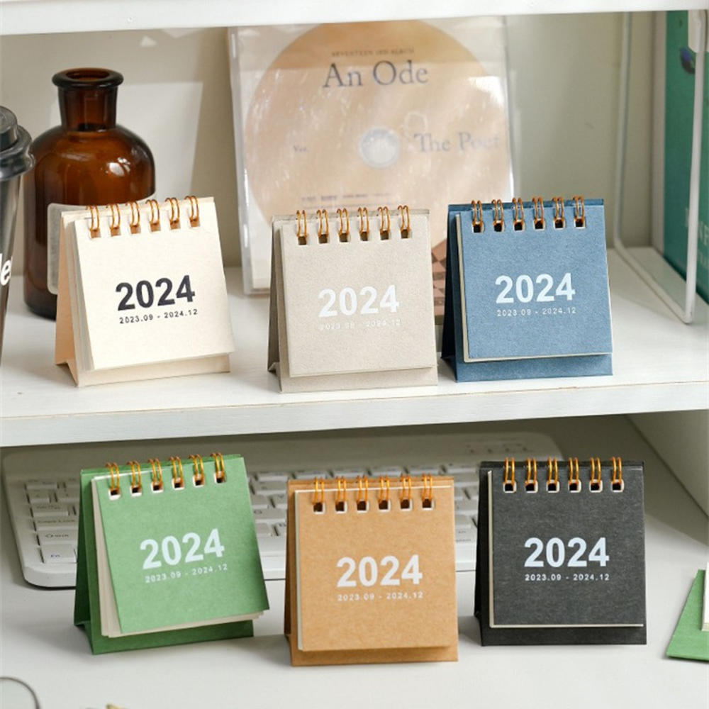2023-2024 Mini Desk Calendar Ins Creative Pocket Portable Dual Daily Scheduler Table Planner Desktop Paper Decorations. 