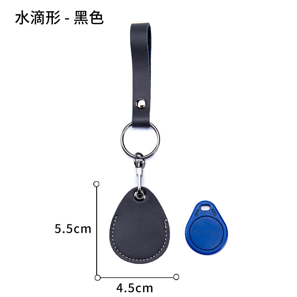 Cow Leather Card Holder Keychain Key Ring Door Lock Access Tags ID Card Case Keychain Access Card Bag Key Tag Ring. 