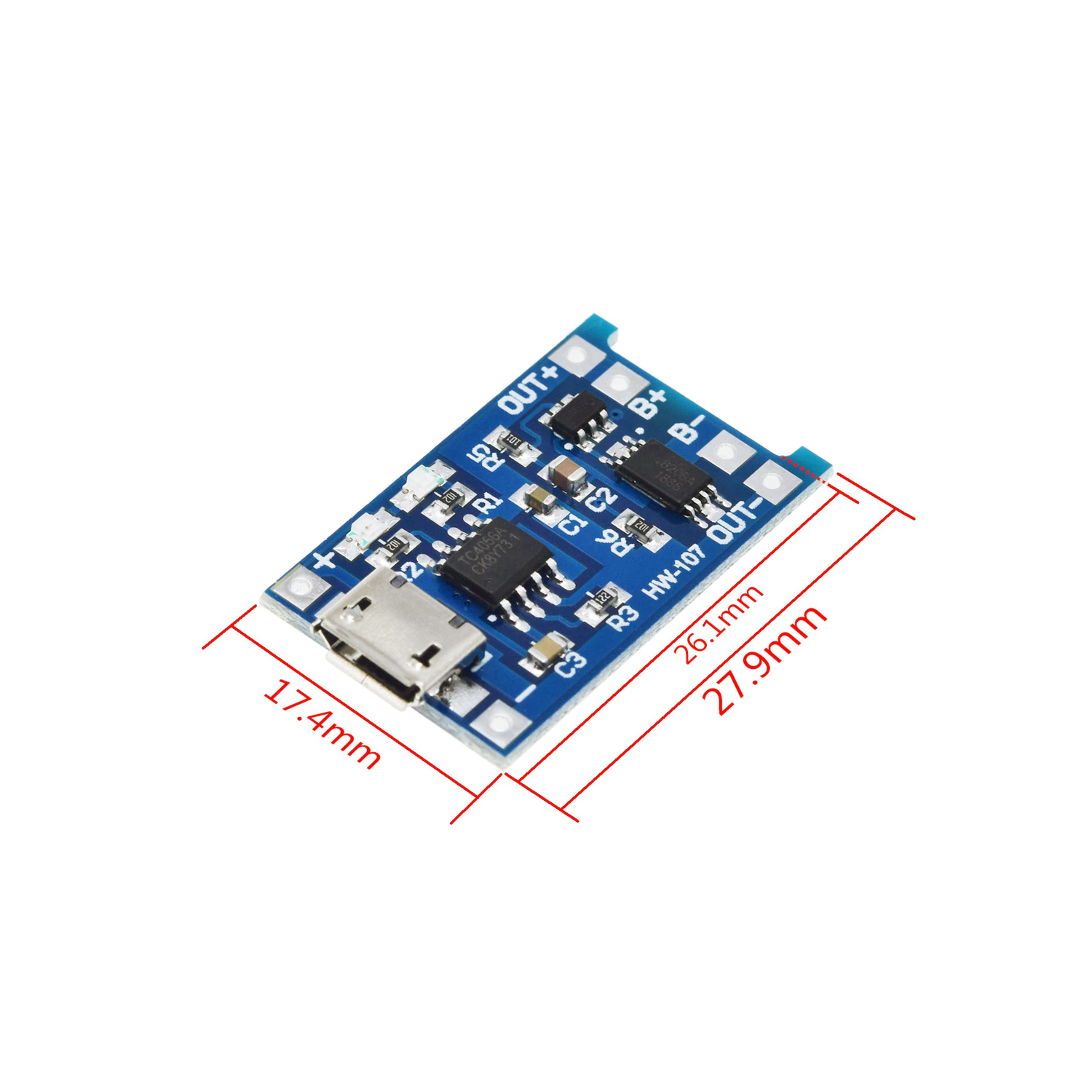 TP4056 Micro USB Input Dual Protection Lithium/ Li-po Battery Charger Module (3 Pieces). 