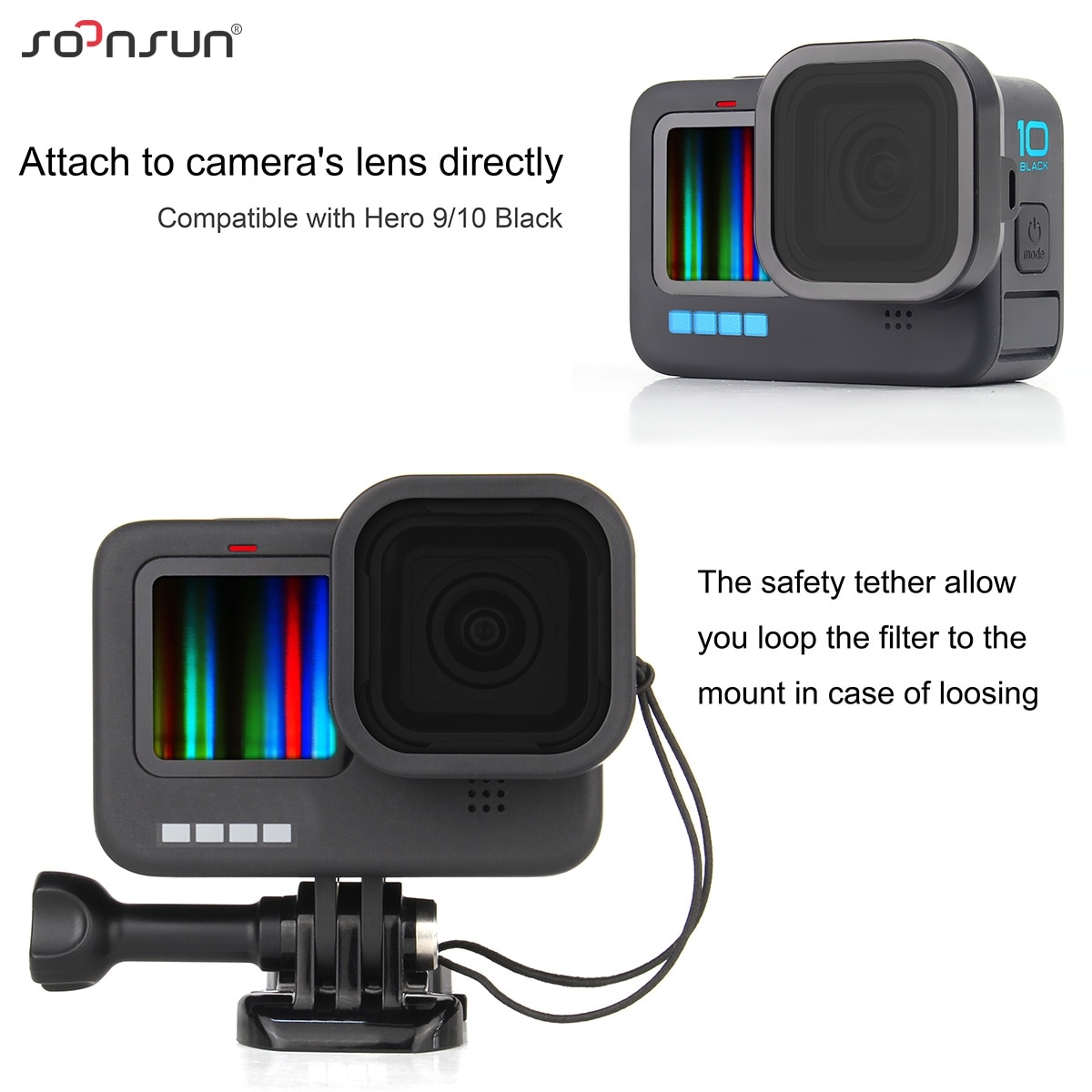 SOONSUN CPL ND8 ND16 ND32 Filter for GoPro Hero 10 9 Black Red   Color Filter Kit Go Pro 9 Nd Filter Camera Lens Accessories. 
