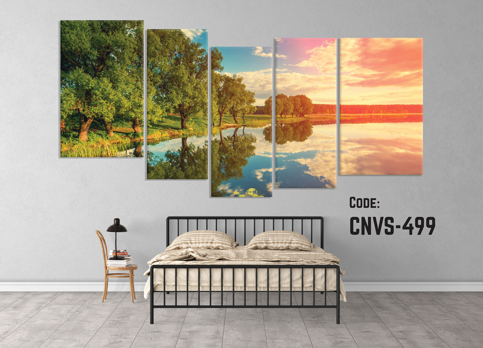 CNVS-499 60″ inch x 36″ inch  Moring Lake Nature Wall Canvas Art Prints. 