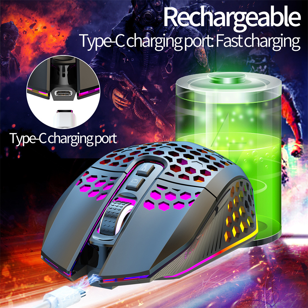 Wireless Mouse, Lighting Ergonomic Wireless Mouse, 2.4GHz USB Cordless Mouse, 1600DPI 500MAH Rechargeable Wireless Mouse For Computer Laptop PC. 