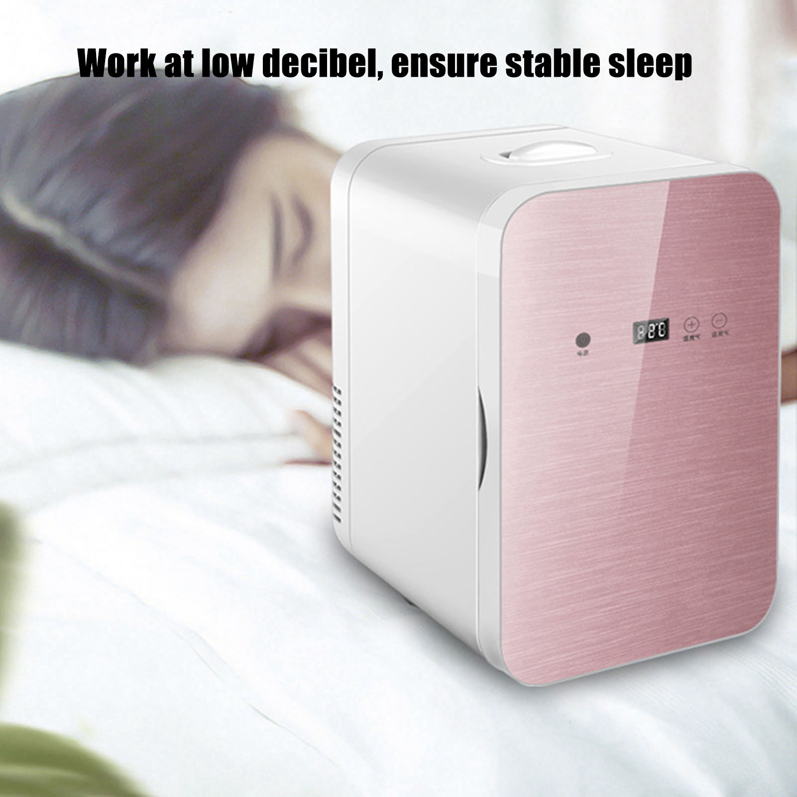Mini Fridge Rose Gold 8L Digital Display Desktop Cooler Warmer with Vehicle Cable for Travel EU 220‑240V. 
