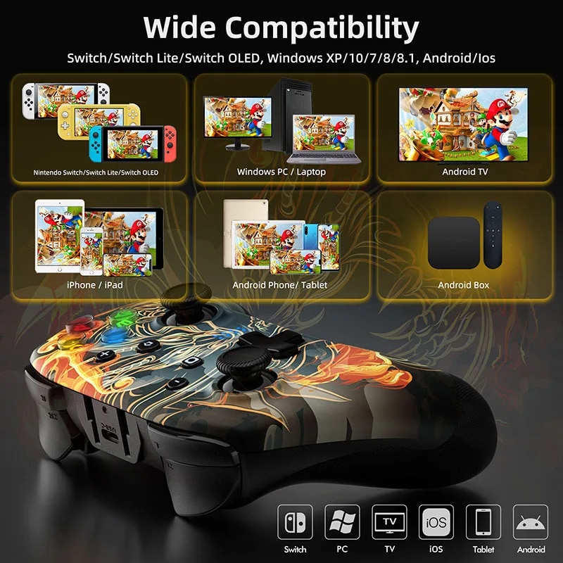 EasySMX 9124 Bluetooth Game Controller, Wireless Gamepad Joystick Compatible with Nintendo Switch, PC, Smart TV, Phone. 
