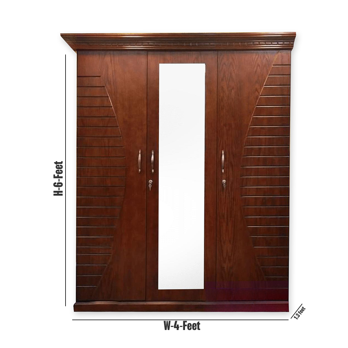 Andormahal Stylish Mdf 3 Part Almirah With Mirror. 
