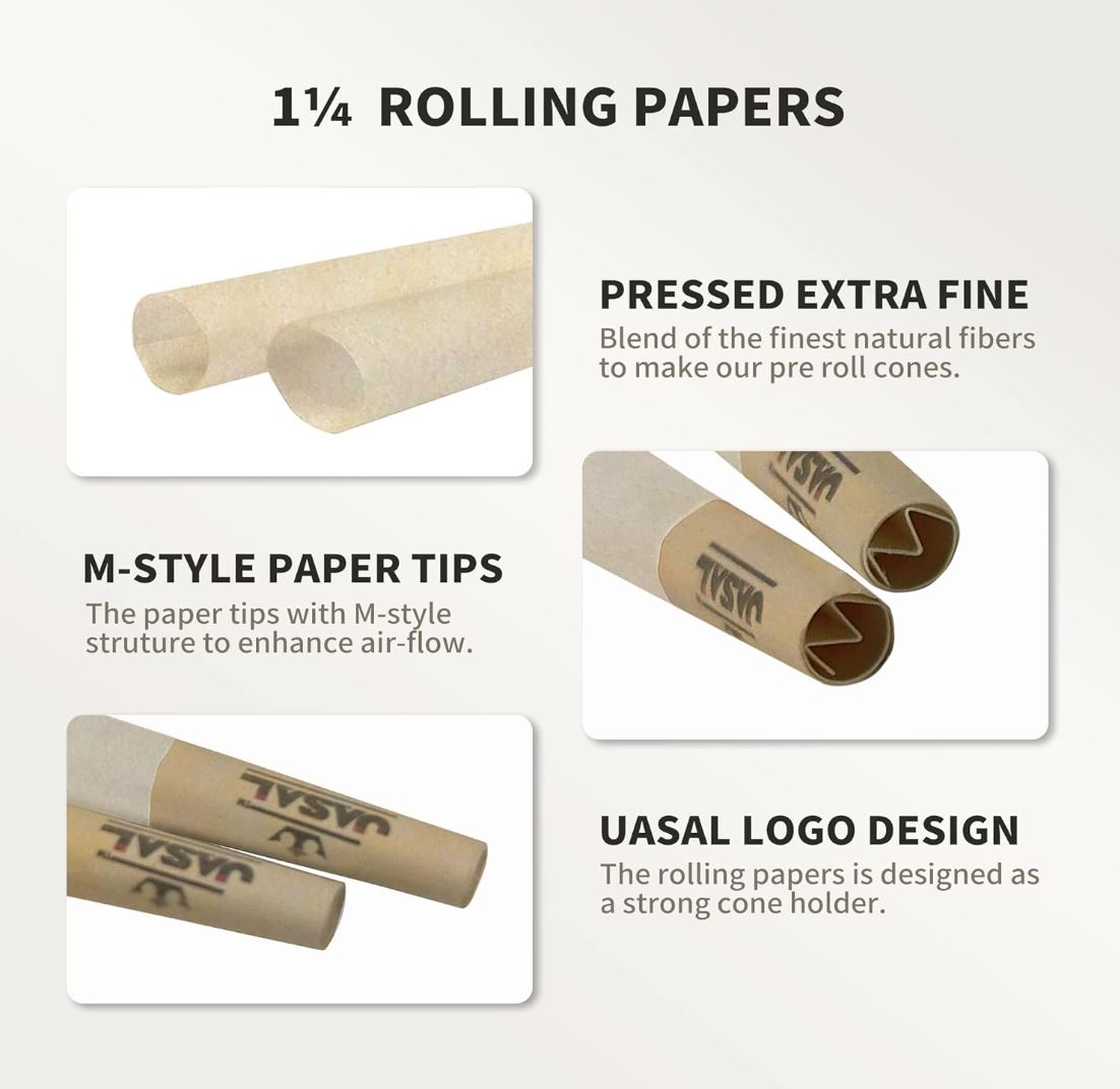 50 Pcs 11/4 Size Pre-Rolled Smoking Rolling Paper ( 50 Cones With Filter). 