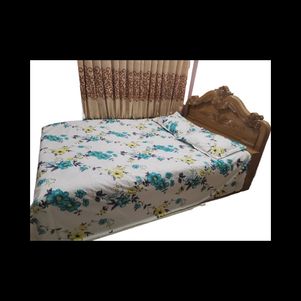 luxury panel cotton double size twill panel bed sheet size (7 6"×7 6") feet King size with two pillow cover